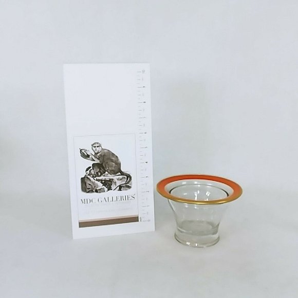 Glass Dish Bowl Nut Candy Dish Orange Gold Painted Collectible Vintage - Picture 2 of 6